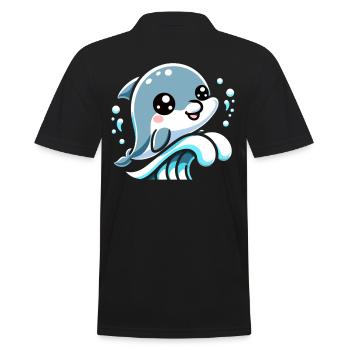 Adorable Dolphin Lover Graphic - Vie marine ludique - Polo Homme - noir - Dos - Kai (181cm)