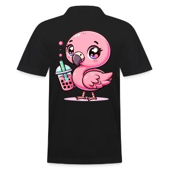 Mignon Kawaii flamant rose bulle amant de thé flamant rose - Polo Homme - noir - Dos - Kai (181cm)