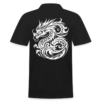 Dragon Tribal Tattoo Künstlerische Design-Inspiration - Männer Poloshirt - Schwarz - Hinten - Kai (181cm)