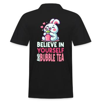 Kawaii Rabbit Bubble Tea Believe In Yourself - Men's Polo Shirt - black - Back - Kai (181cm)
