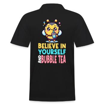 Kawaii Bee Bubble Tea Believe in Yourself Fun - Men's Polo Shirt - black - Back - Kai (181cm)
