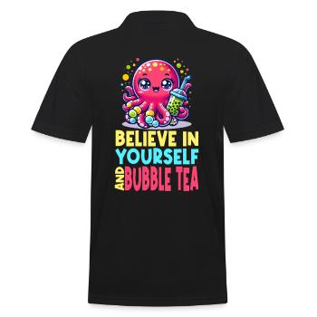 Kawaii Octopus Bubble Tea Believe In Yourself - Men's Polo Shirt - black - Back - Kai (181cm)