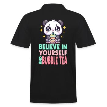 Kawaii Panda Bubble Tea Boba Drink Milchtee Asiatisch - Männer Poloshirt - Schwarz - Hinten - Kai (181cm)