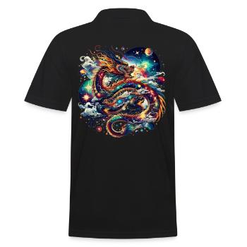 Chinese Dragon Art Celestial Dragon - Men's Polo Shirt - black - Back - Kai (181cm)