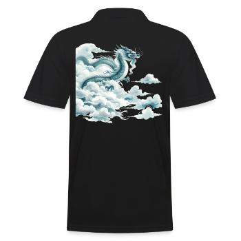 Drachenwolke Chinesischer Drache Aquarell Kunst - Männer Poloshirt - Schwarz - Hinten - Kai (181cm)