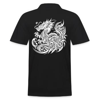 Drachen-Stammes-Tattoo Kunstvolles Symbol-Design - Männer Poloshirt - Schwarz - Hinten - Kai (181cm)
