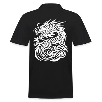Dragon Tribal Tattoo Elegantes künstlerisches Design - Männer Poloshirt - Schwarz - Hinten - Kai (181cm)