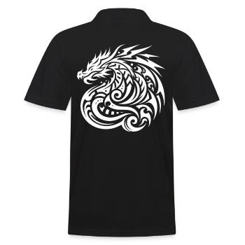 Drachen-Stammes-Tattoo Kunstvolles Symbol-Design - Männer Poloshirt - Schwarz - Hinten - Kai (181cm)
