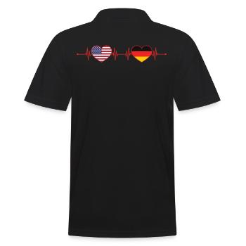 USA Germany Heartbeat American German Heart Flag - Men's Polo Shirt - black - Back - Kai (181cm)