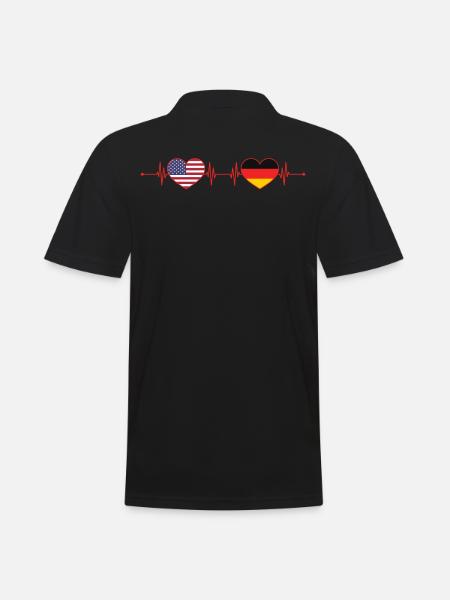 USA Deutschland Herzschlag Amerikanisch Deutsche Herzflagge - Männer Poloshirt - Schwarz