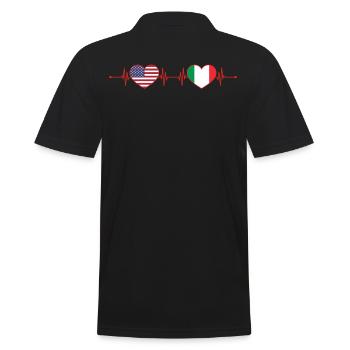 États-Unis Italie Heartbeat Cœur Américain Italien - Polo Homme - noir - Dos - Kai (181cm)