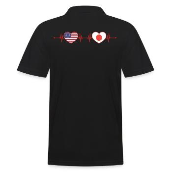 États-Unis Japon Heartbeat Cœur Américain Japonais - Polo Homme - noir - Dos - Kai (181cm)