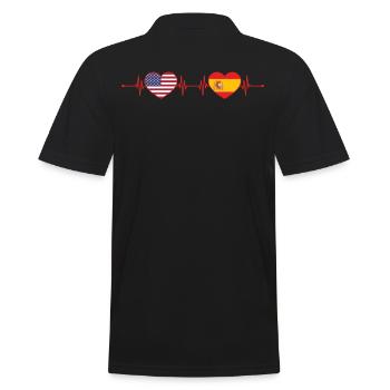 USA Spanien Herzschlag Amerikanisch Spanisch - Männer Poloshirt - Schwarz - Hinten - Kai (181cm)