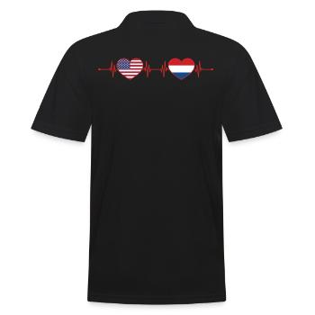 États-Unis Pays-Bas Heartbeat Américain Néerlandais - Polo Homme - noir - Dos - Kai (181cm)