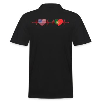 USA Portugal Heartbeat American Portuguese - Men's Polo Shirt - black - Back - Kai (181cm)