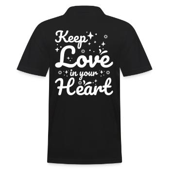 Keep Love in Your Heart Romantic Love Quote - Men's Polo Shirt - black - Back - Kai (181cm)