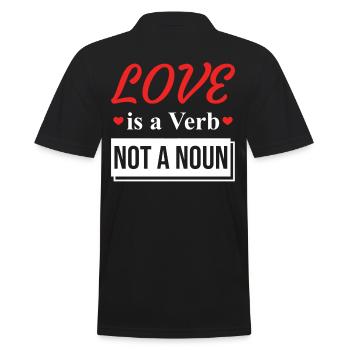 Citation d’amour Inspiration romantique - L’amour est un verbe - Polo Homme - noir - Dos - Kai (181cm)