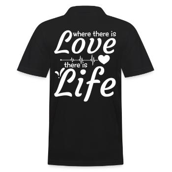 Love Quote Romantic Inspirational Message Life - Men's Polo Shirt - black - Back - Kai (181cm)
