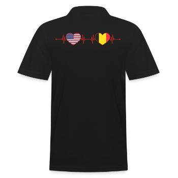 USA Belgium Heartbeat American Belgian - Men's Polo Shirt - black - Back - Kai (181cm)