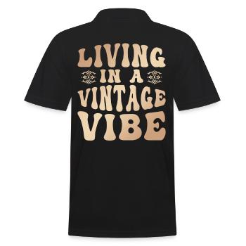 Living in a Vintage Vibe Antique Collector - Men's Polo Shirt - black - Back - Kai (181cm)