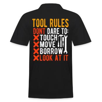 Werkzeugregeln Schreiner Holzbearbeitung Handwerker - Männer Poloshirt - Schwarz - Hinten - Kai (181cm)