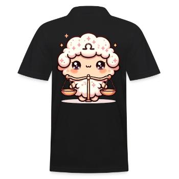 Charming Libra Zodiac Kawaii Character for - Men's Polo Shirt - black - Back - Kai (181cm)