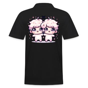 Conception du zodiaque Gémeaux mettant en vedette Adorable Kawaii - Polo Homme - noir - Dos - Kai (181cm)