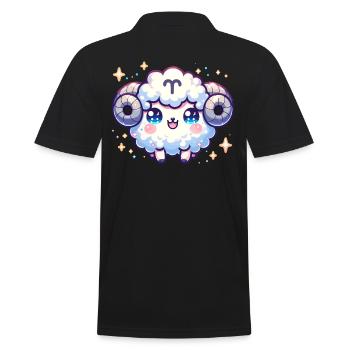 Aries Zodiac Sign Kawaii Character Birthdayd - Men's Polo Shirt - black - Back - Kai (181cm)