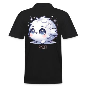Fische Sternzeichen Kawaii Charakter Geburtstag - Männer Poloshirt - Schwarz - Hinten - Kai (181cm)