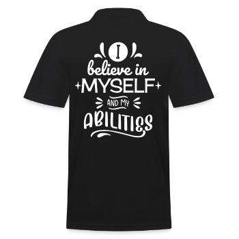 Inspirierendes Zitat-Design - Ich glaube an mich selbst - Männer Poloshirt - Schwarz - Hinten - Kai (181cm)