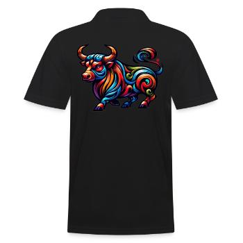 Ox Tattoo Tribal Chinese Zodiac - Men's Polo Shirt - black - Back - Kai (181cm)