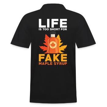 La vie d’un amateur de sirop d’érable est trop courte pour un faux érable - Polo Homme - noir - Dos - Kai (181cm)