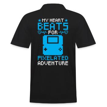 Retro Gaming Love Nostalgia Pixel Graphics - Men's Polo Shirt - black - Back - Kai (181cm)