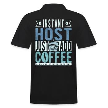 Instant Host Just Add Coffee - Men's Polo Shirt - black - Back - Kai (181cm)