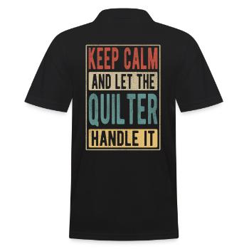Quilter Retro Gift - Men's Polo Shirt - black - Back - Kai (181cm)
