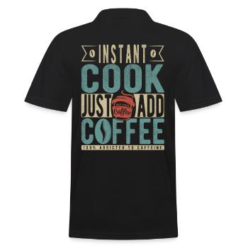 Instant Cook Just Add Coffee - Men's Polo Shirt - black - Back - Kai (181cm)