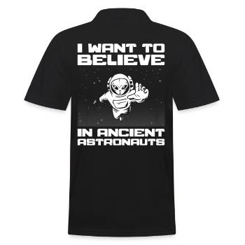 Ancient Astronaut Theorist Alien UFO Believer - Men's Polo Shirt - black - Back - Kai (181cm)