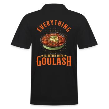 Mit Gulasch ist alles besser - Männer Poloshirt - Schwarz - Hinten - Kai (181cm)