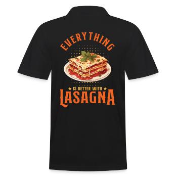Mit Lasagne ist alles besser - Männer Poloshirt - Schwarz - Hinten - Kai (181cm)