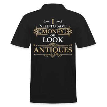 Antiques Enthusiast Essential Statement - Men's Polo Shirt - black - Back - Kai (181cm)