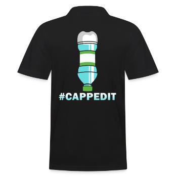 Bottle Flip #Cappedit - Männer Poloshirt - Schwarz - Hinten - Kai (181cm)