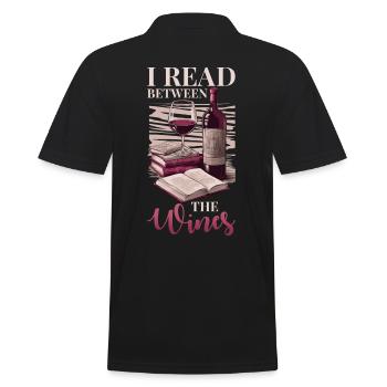 I Read Between The Wines - Reading Lover Wine Book - Men's Polo Shirt - black - Back - Kai (181cm)