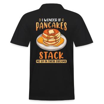 Ich frage mich, ob Pfannkuchen Träume stapeln - Männer Poloshirt - Schwarz - Hinten - Kai (181cm)