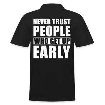 Morgenmuffel Spät Aufstehen Spruch Lustig Humor - Männer Poloshirt - Schwarz - Hinten - Kai (181cm)