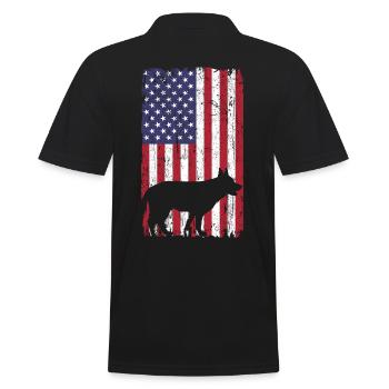Berger allemand avec drapeau des États-Unis - Polo Homme - noir - Dos - Kai (181cm)