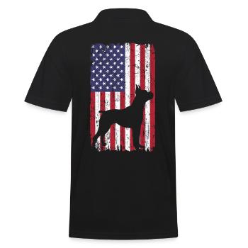 Chien boxer avec drapeau des États-Unis - Polo Homme - noir - Dos - Kai (181cm)