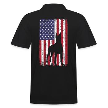 Doberman Pinscher chien avec drapeau des États-Unis - Polo Homme - noir - Dos - Kai (181cm)