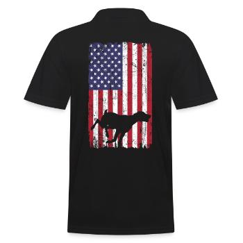 Kurzhaariger Vorstehhund Hund mit USA Flagge - Männer Poloshirt - Schwarz - Hinten - Kai (181cm)