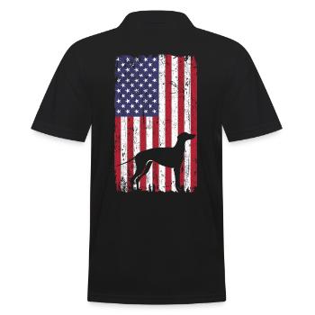 Chien lévrier avec drapeau des États-Unis - Polo Homme - noir - Dos - Kai (181cm)