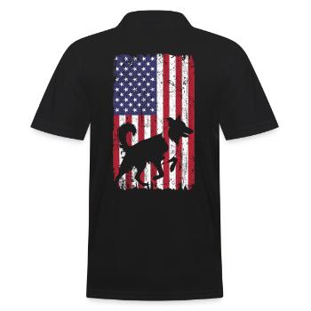 Chien allemand à poil court avec drapeau des États-Unis - Polo Homme - noir - Dos - Kai (181cm)